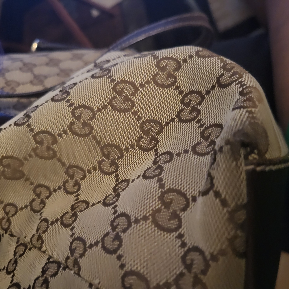 Gucci Tan and Brown Signature Messenger Bag